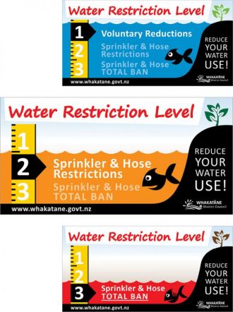 The orange water restrictions sign indicates sprinkler and hose restrictions in force.