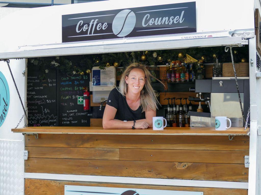 Photo of Jenny May in coffee cart