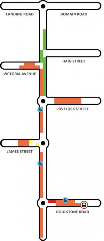 Map showing parking areas around King Street