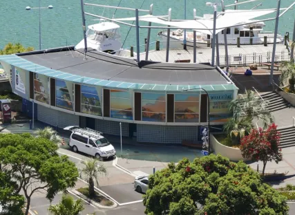  large-scale photographic panels wrapping the exterior of the Whakatāne i-SITE 