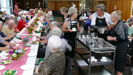 People enjoying the morning tea.