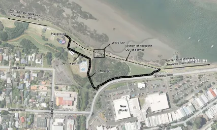 Warren Cole Walkway users will need to follow the marked diversion for the next six months, while a major stormwater upgrading project is undertaken at the McAlister pump station. Warren Cole Walkway users will need to follow the marked diversion for the next six months, while a major stormwater upgrading project is undertaken at the McAlister pump station.