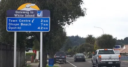 Destination signs highlight gateway to White Island/Whakaari