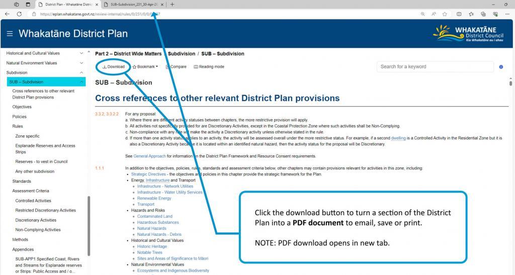 Screenshot showing how to download PDF