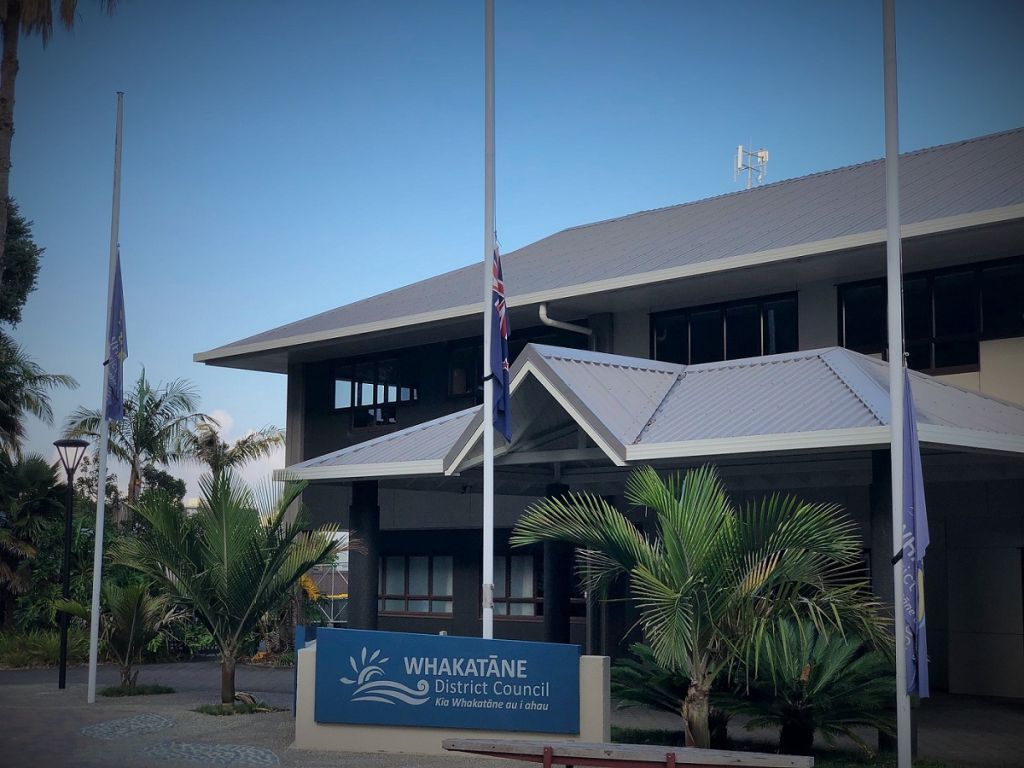 Whakatāne District Council flags at half mast