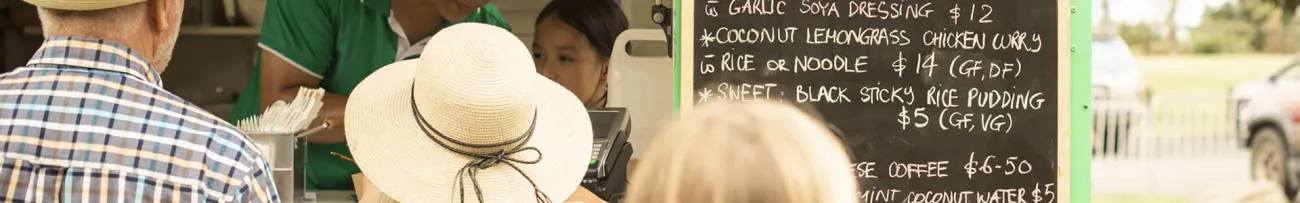 Punters at a food stall