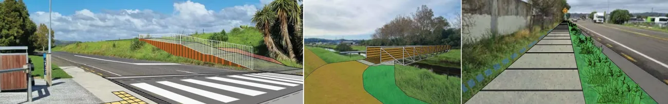 Transport Choices - Shaw Road and Awatapu cycle and pedestrian paths examples