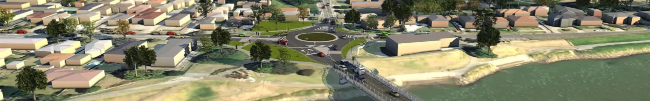 Header image - aerial view of Landing Road roundabout