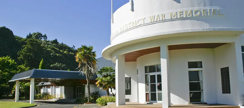 Outside of the Whakatāne War Memorial Hall