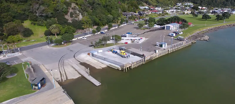 Aerial shot of the Whakatāne Wharf