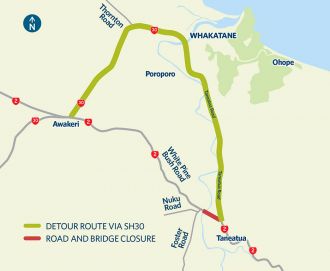 Map of detour route during the Pekatahi Bridge closure