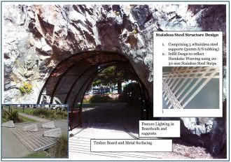 Part of the upgrade of the Pohaturoa Reserve will see a boardwalk and a structure with a woven stainless steel ‘harakeke’ mesh installed in the archway on the southern side of the rock, making it safe for pedestrian use.