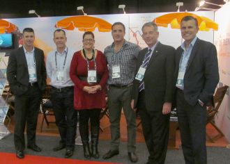  Marty Grenfell – Chief Executive, Whakatāne District Council; Patrick O’Sullivan – Marketing Manager, White Island Tours; Hinauri Mead – Manager, Mataatua Wharenui; Mark Law – Owner/Operator, Frontier Helicopters; Tony Bonne – Mayor of Whakatāne District; Rhys Arrowsmith, General Manager – Tourism Bay of Plenty