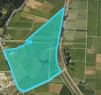 Aerial map of the purchased property at 138 Caverhill Road